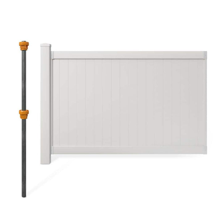WamBam Fence 4 ft. x 6 ft. No Dig Westport White Vinyl Privacy Fence Panel with Post