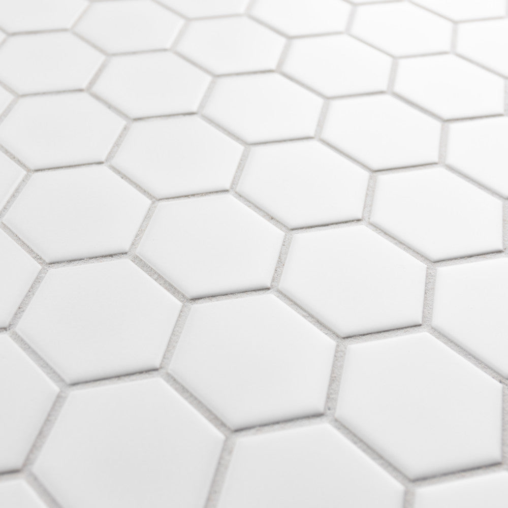 Merola Tile Metro Hex 2 in. Matte White Porcelain Mosaic Tile, 10-1/2 in. x 11 in. Sheet, 6 mm Thick (8.21 sq. ft. per Case)