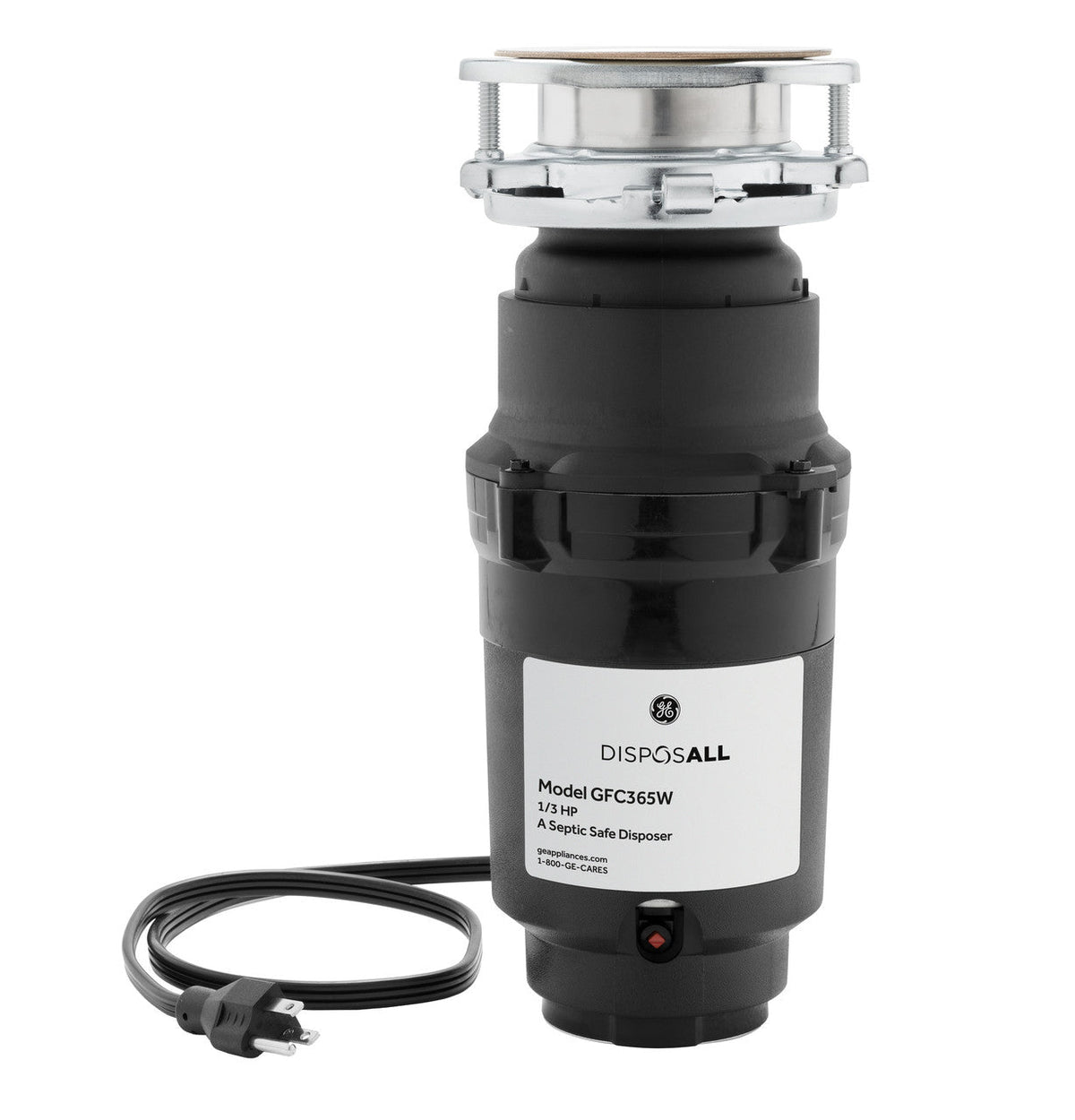 GE Disposall 1/3-HP Continuous Feed Garbage Disposer, Corded (Model GFC365W)