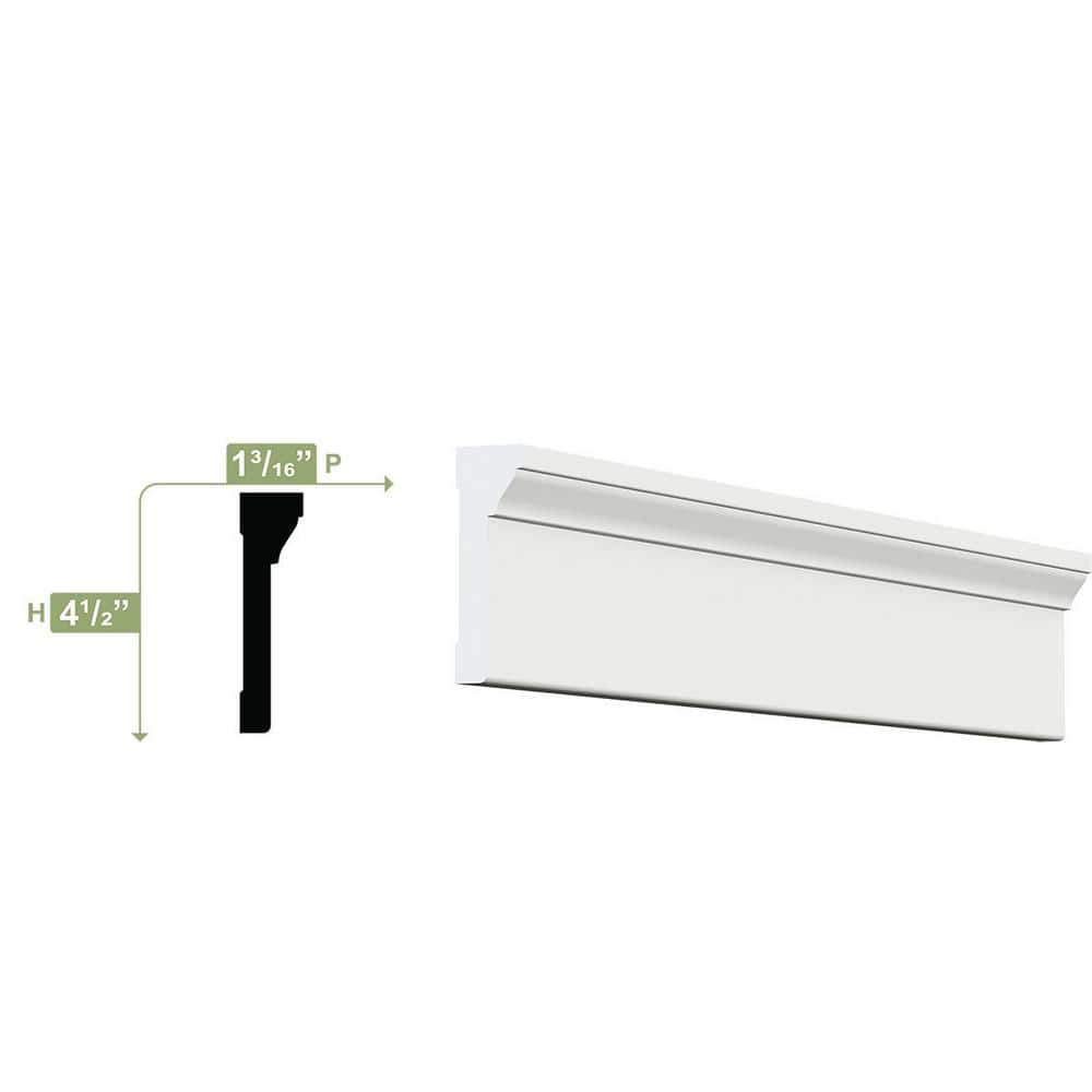Ekena Millwork 4-1/2 in. x 1-1/4 in. x 96 in. Back Band Casing Moulding, PVC