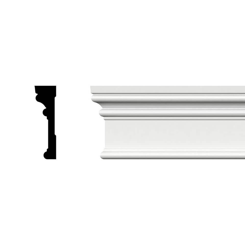 Ekena Millwork 3-1/2 in. x 1 in. x 96 in. RB3 Casing Moulding, PVC