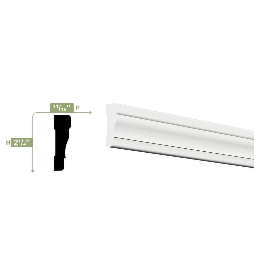 Ekena Millwork 2-1/4 in. x 3/4 in. x 96 in. Colonial Casing Moulding, PVC (12-Pack)
