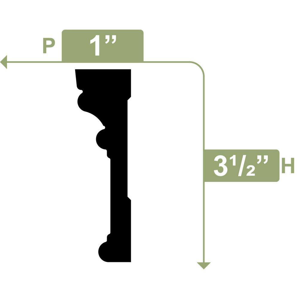 Ekena Millwork 3-1/2 in. x 1 in. x 96 in. RB3 Casing Moulding, PVC (12-Pack)