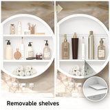 KeonJinn 20 in. W x 20 in. H Round White Metal Framed Recessed/Surface Mount Medicine Cabinet with Mirror