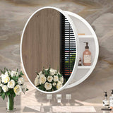 KeonJinn 20 in. W x 20 in. H Round White Metal Framed Recessed/Surface Mount Medicine Cabinet with Mirror