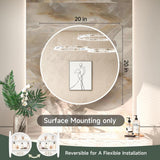 KeonJinn 20 in. W x 20 in. H Round White Metal Framed Recessed/Surface Mount Medicine Cabinet with Mirror