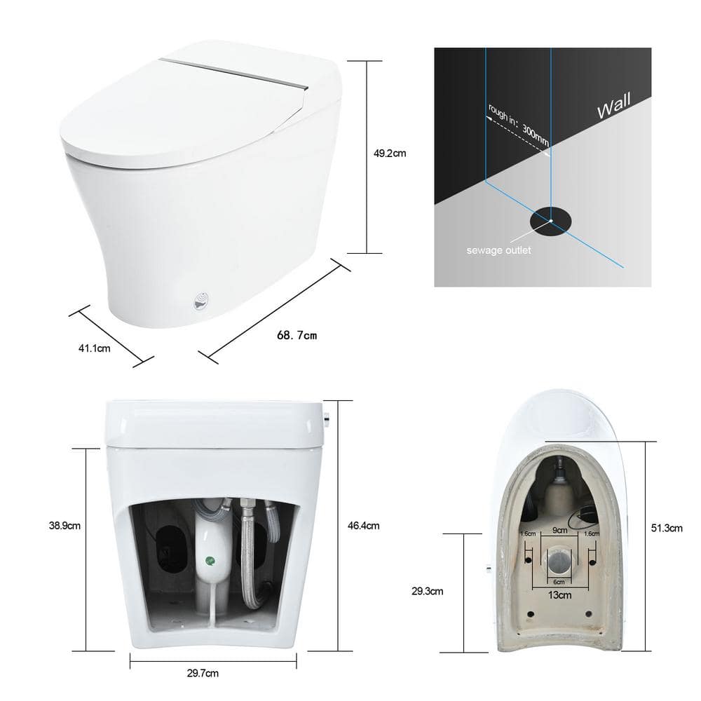 Abruzzo Smart Bidet Toilet with Heated Seat and Foot Sensor Flush