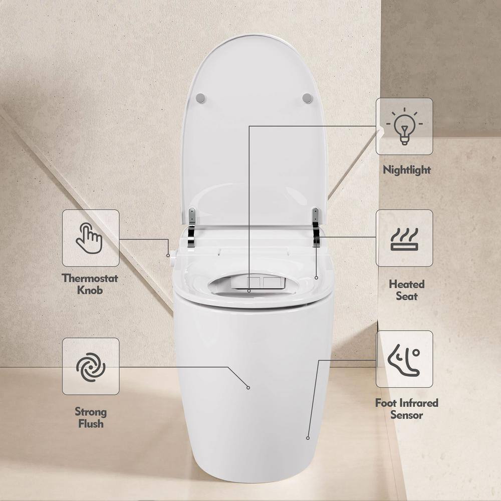 Abruzzo Tankless Elongated Smart Toilet Bidet with Auto Flush and Heated Seat