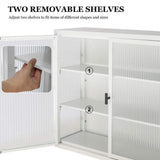 Adrinfly 27.60 in. L x 9.10 in. H x 23.60 in. W Double Glass Door Assembled Wall Cabinet with Detachable Shelves in White
