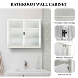 Adrinfly 27.60 in. L x 9.10 in. H x 23.60 in. W Double Glass Door Assembled Wall Cabinet with Detachable Shelves in White
