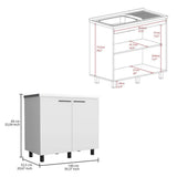 Adrinfly 39.40 in. D x 20.70 in. W Undermount Stainless Steel White Utility Sink with 2-Doors, 2-Shelves and Large Countertop