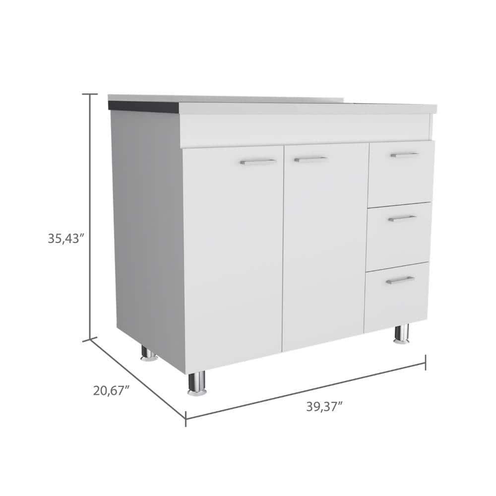 Adrinfly 20.67 in. x 38.37 in. Freestanding Wood Laundry Sink with Cabinet in White