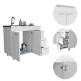 Adrinfly 20.67 in. x 38.37 in. Freestanding Wood Laundry Sink with Cabinet in White