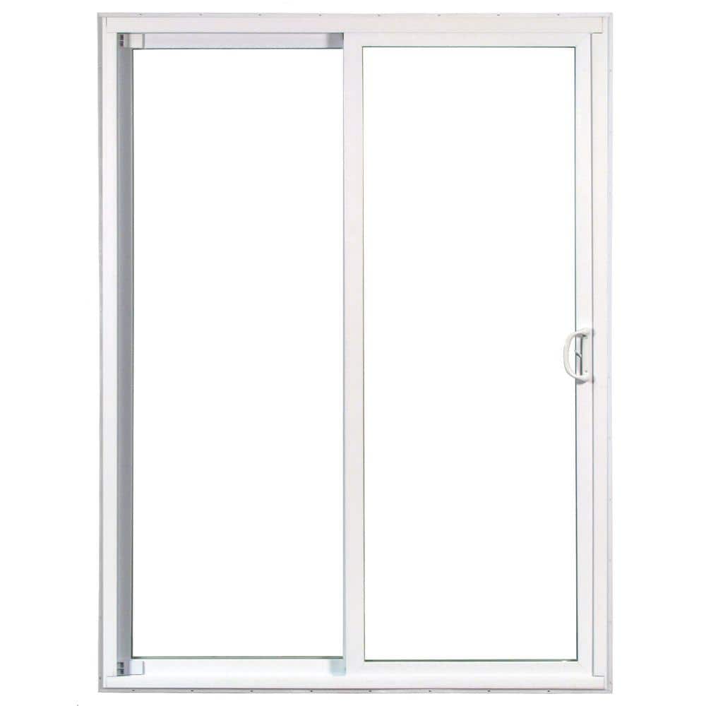 72 in. x 80 in. 50 Series White Vinyl Sliding Patio Door Left-Hand Fixed Panel with Blinds