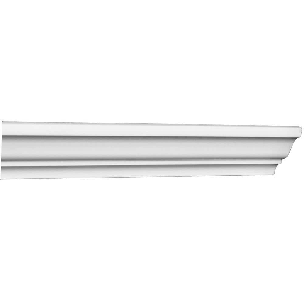 American Pro Decor WM 49 3 in. x 2 in. x 96 in. Plain Recycled Polystyrene Crown Moulding Pro Pack 48 LF (6-Pack)