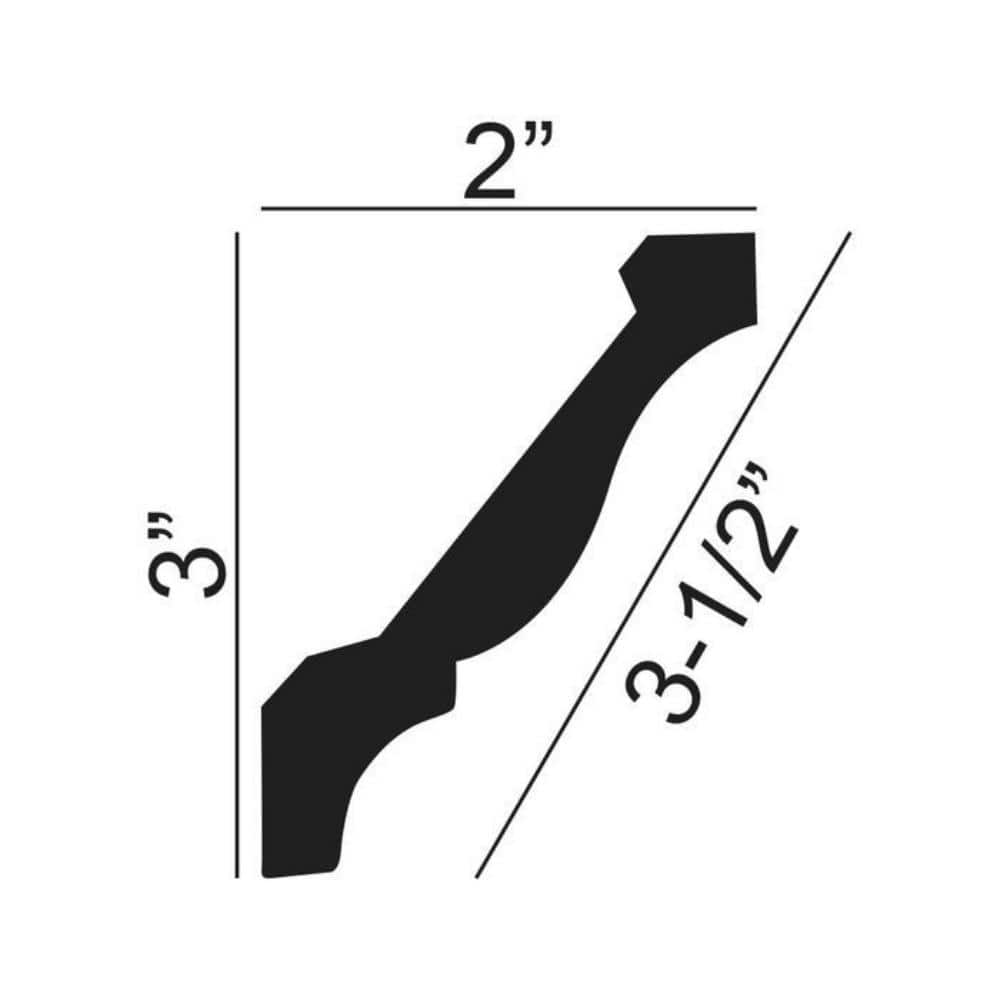 American Pro Decor WM 49 3 in. x 2 in. x 96 in. Plain Recycled Polystyrene Crown Moulding Pro Pack 48 LF (6-Pack)