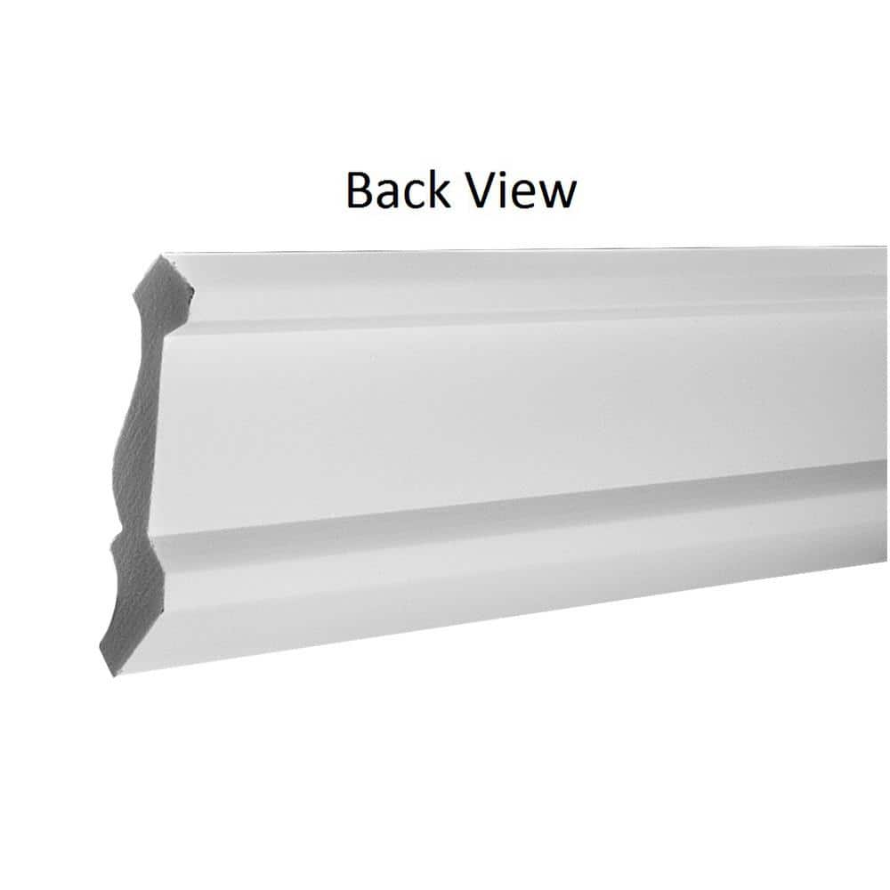 American Pro Decor WM 49 3 in. x 2 in. x 96 in. Plain Recycled Polystyrene Crown Moulding Pro Pack 48 LF (6-Pack)