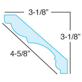 American Pro Decor 3-1/8 in. x 3-1/8 in. x 96 in. Plain Recycled Polystyrene Crown Moulding Pro Pack 32 LF (4-Pack)