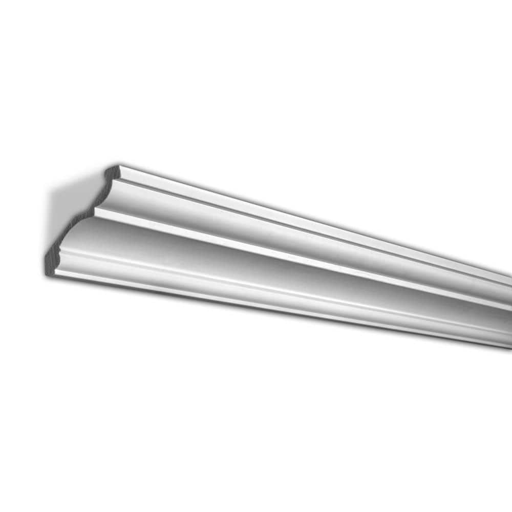 American Pro Decor 3-1/8 in. x 3-1/8 in. x 96 in. Plain Recycled Polystyrene Crown Moulding Pro Pack 32 LF (4-Pack)