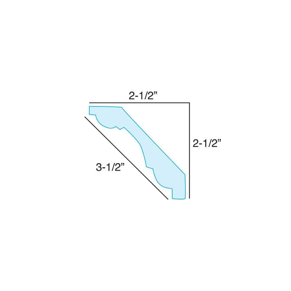 American Pro Decor 2-1/2 in. x 2-1/2 in. x 96 in. Plain Recycled Polystyrene Crown Moulding Pro Pack 32 LF (4-Pack)