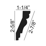 American Pro Decor 2-5/8 in. x 1-1/4 in. x 94-1/2 in. Leaf Polyurethane Crown Moulding Pro Pack 39 LF (5-Pack)