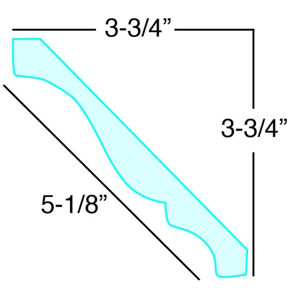 American Pro Decor WM 45 3-3/4 in. x 3-3/4 in. x 96 in. Plain Recycled Polystyrene Crown Moulding Pro Pack 40 LF (5-Pack)