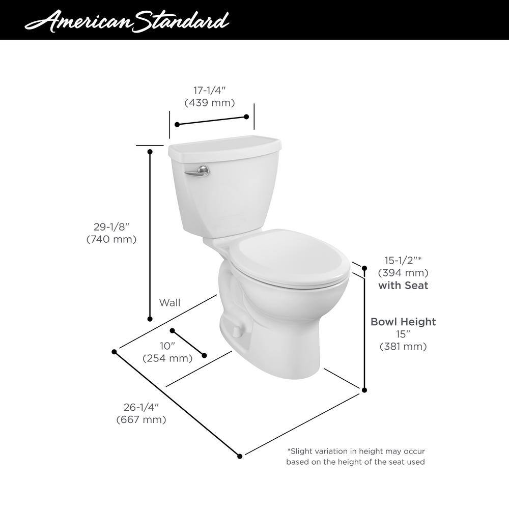 American Standard Cadet 3 White Round Standard Height 2-Piece Toilet, 10-in Rough-In