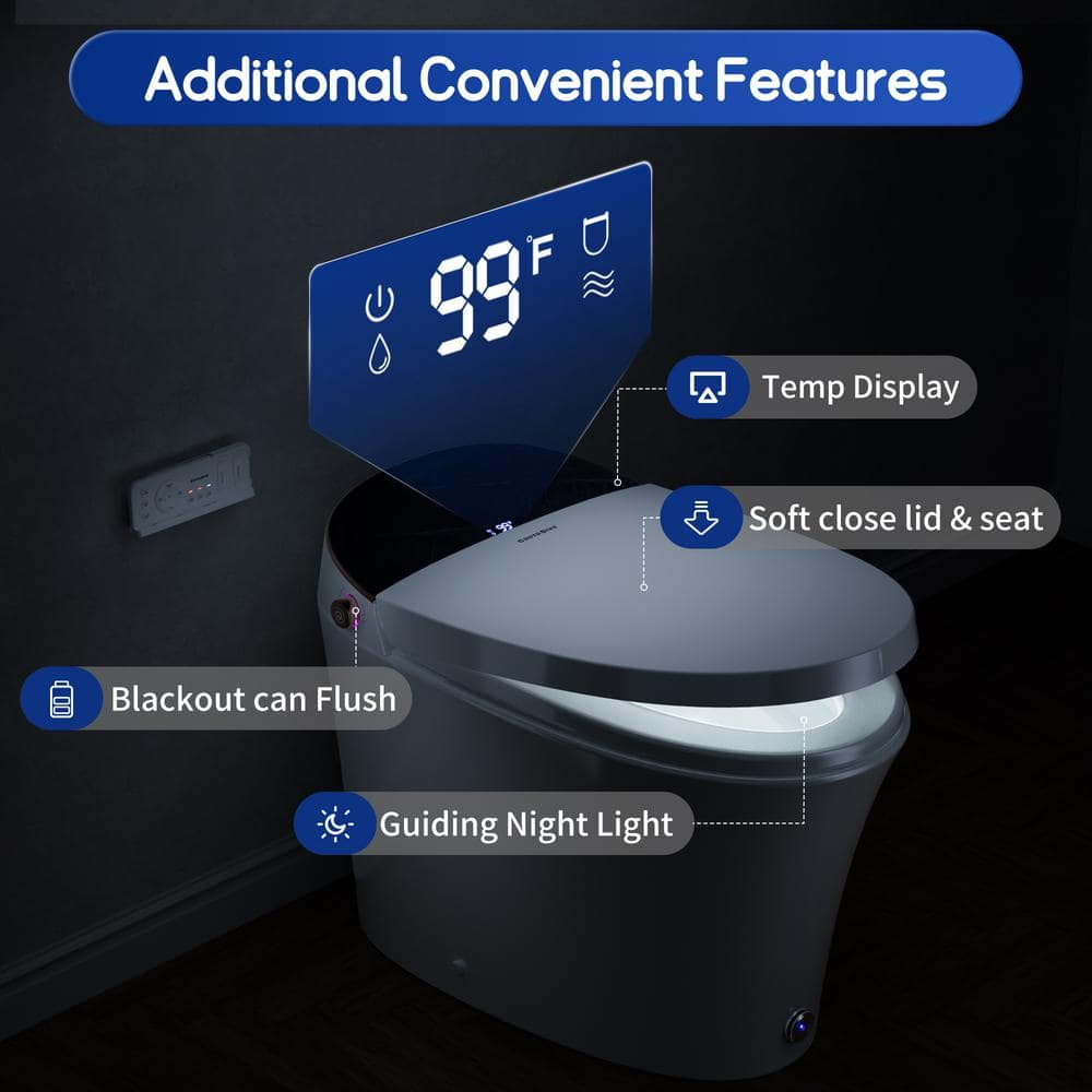 Casta Diva Elongated Electric Bidet Toilet with Auto Foam Layer, Flush & Nightlight
