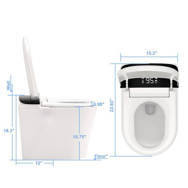 FORCLOVER Elongated Bidet Toilet with Auto Flush, Heated Seat, and Warm Air Dryer - White