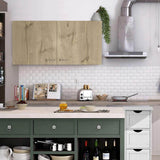 Amucolo 39.3 in. W x 12.6 in. D x 19.3 in. H White and Light Oak Wood Ready to Assemble Wall Kitchen Cabinet with Double Doors