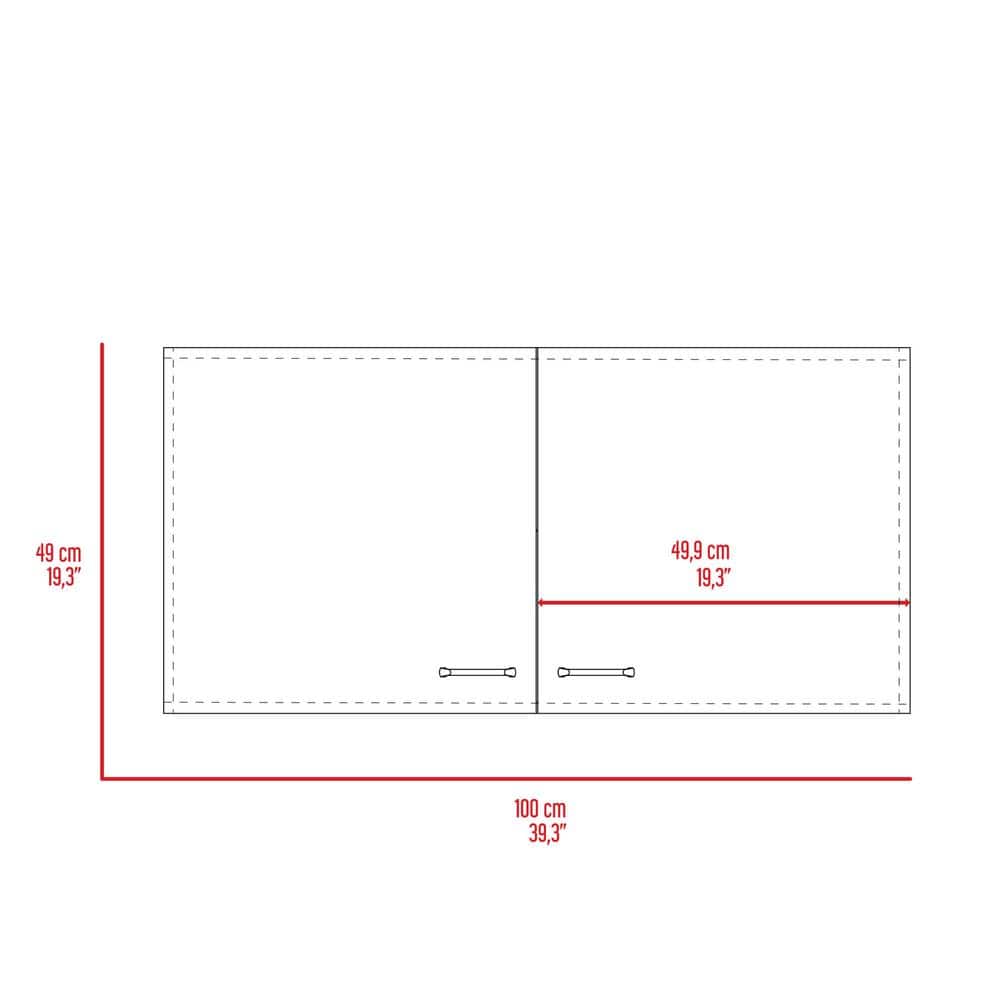 Amucolo 39.3 in. W x 12.6 in. D x 19.3 in. H White and Smokey Gray Ready to Assemble Wall Kitchen Cabinet with Double Doors