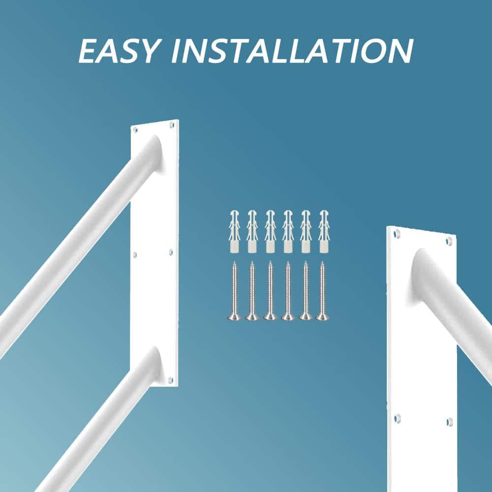 Angel Sar 18 in. Metal Handrails for Outdoor Steps Wall Mount, U-Shaped Handrail with Powder Coated, Stair Handrails for 1-2 Steps