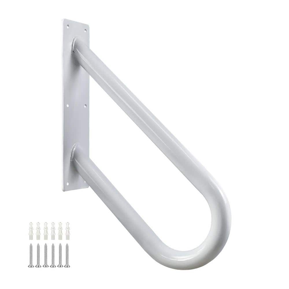 Angel Sar 18 in. Metal Handrails for Outdoor Steps Wall Mount, U-Shaped Handrail with Powder Coated, Stair Handrails for 1-2 Steps