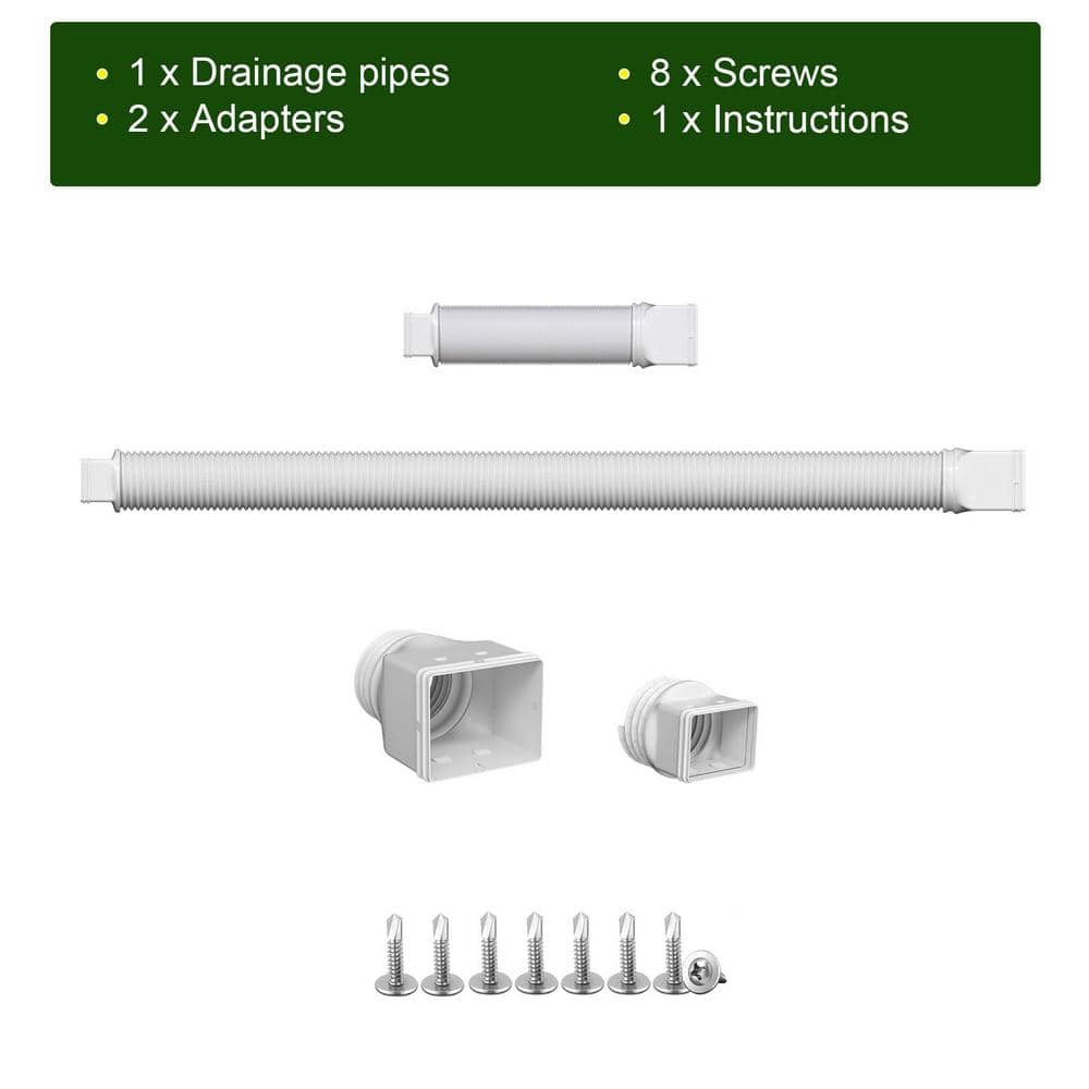 Angel Sar White Rain Gutter Downspout Extensions, Downspout Extender for Rainwater Drainage Flexible From 21 to 66 in.