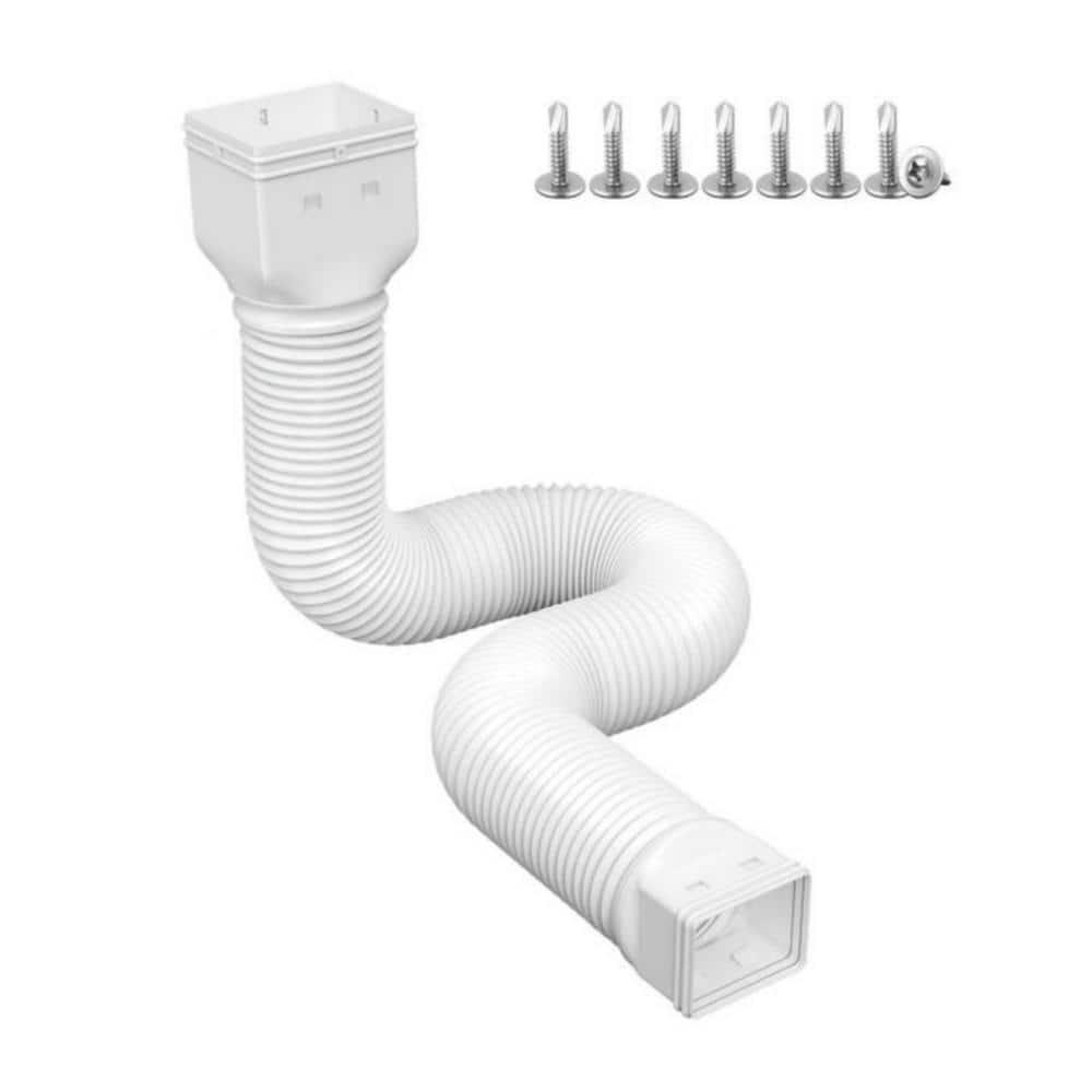 Angel Sar White Rain Gutter Downspout Extensions, Downspout Extender for Rainwater Drainage Flexible From 21 to 66 in.