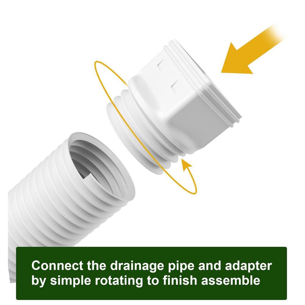 Angel Sar White Rain Gutter Downspout Extensions, Downspout Extender for Rainwater Drainage Flexible From 21 to 66 in.