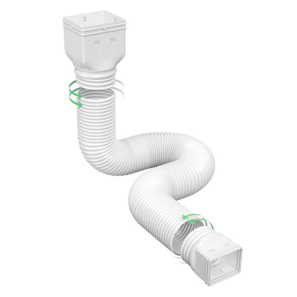 Angel Sar White Rain Gutter Downspout Extensions, Downspout Extender for Rainwater Drainage Flexible From 21 to 66 in. (2-Pack)