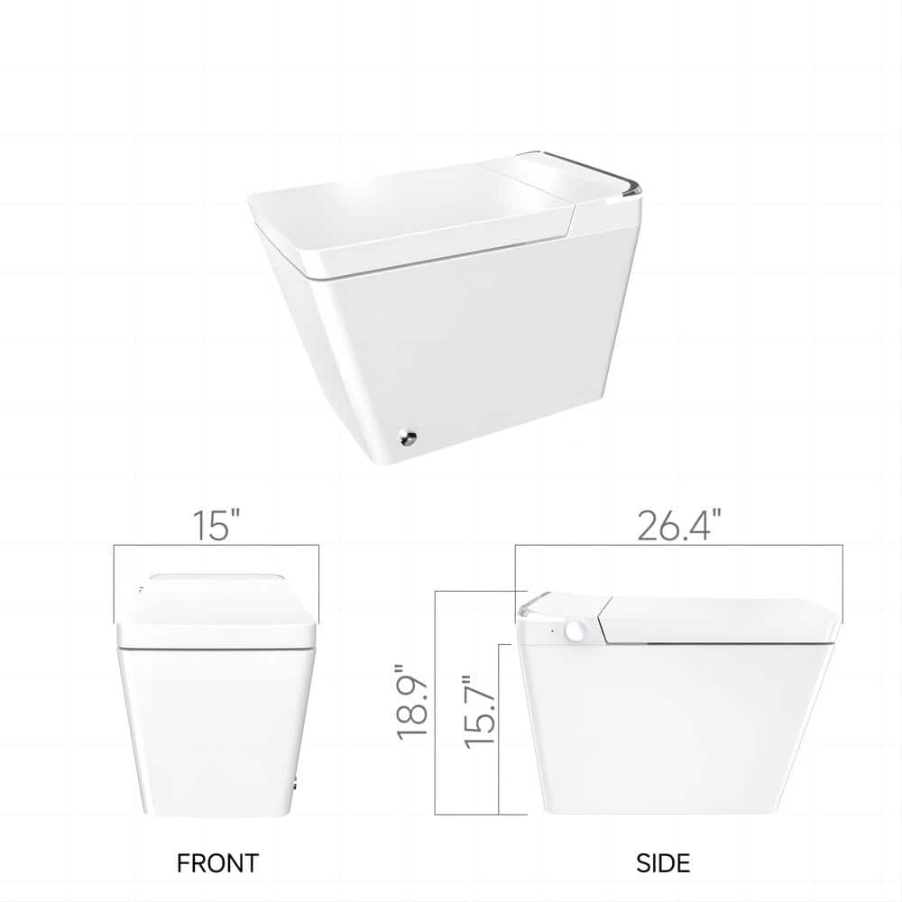 ANGELES HOME Rectangular Bidet Toilet with Auto Open/Close Lid & Night Light