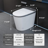 ANGELES HOME Elongated Smart Toilet Bidet with Automatic Features & Night Light