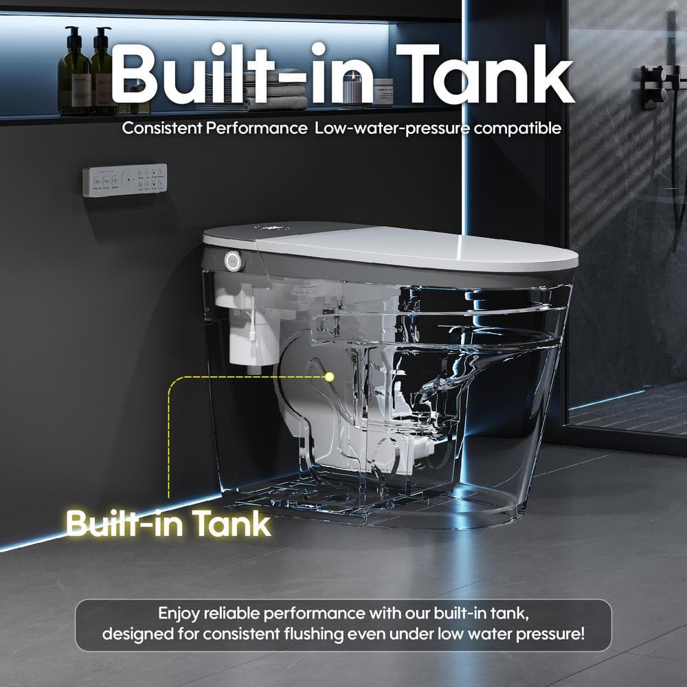 ANGELES HOME Elongated Smart Toilet Bidet with Automatic Features & Night Light