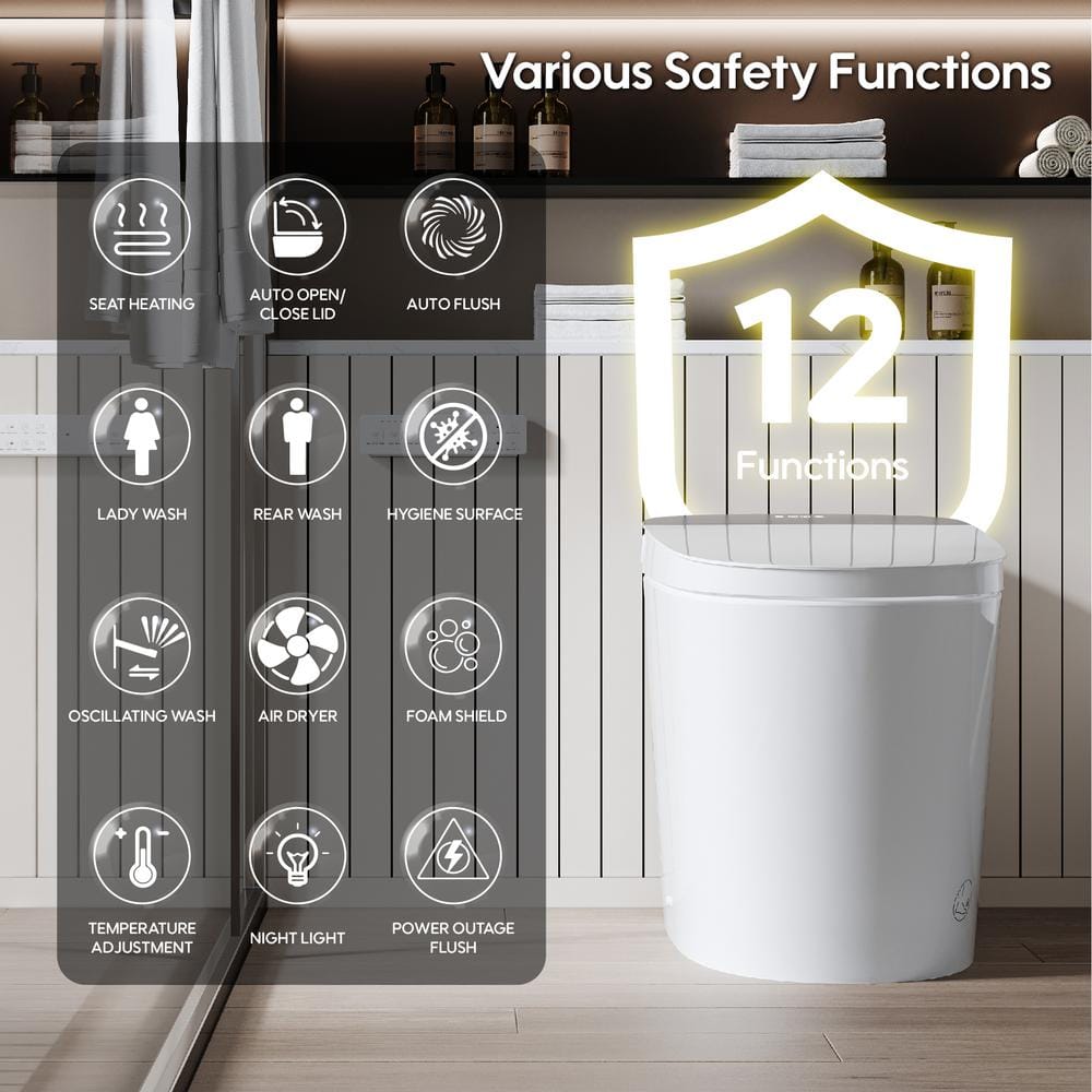 ANGELES HOME Smart Bidet Toilet with Built-in Tank, Auto Flush & UV Sterilization