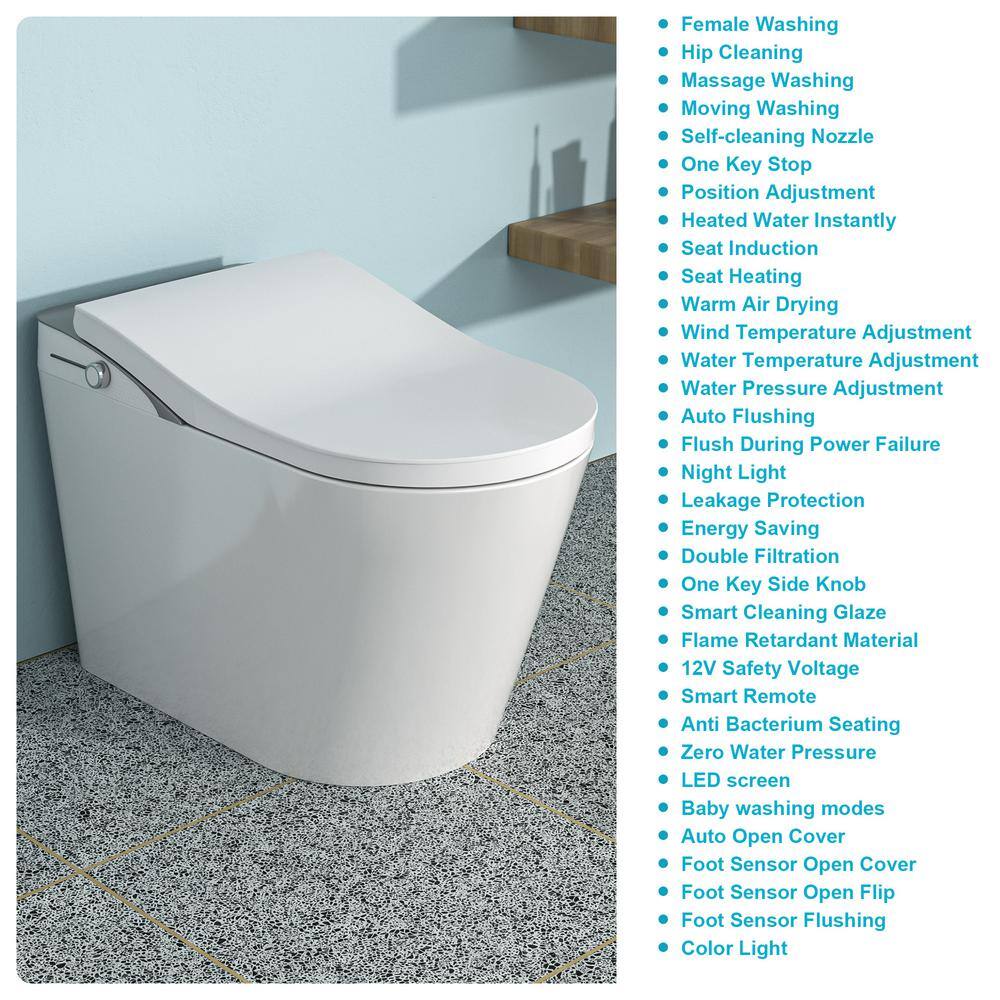 ANGELES HOME Elongated Smart Bidet Toilet with Heated Seat, Foot Sensor, and Smart Remote Control