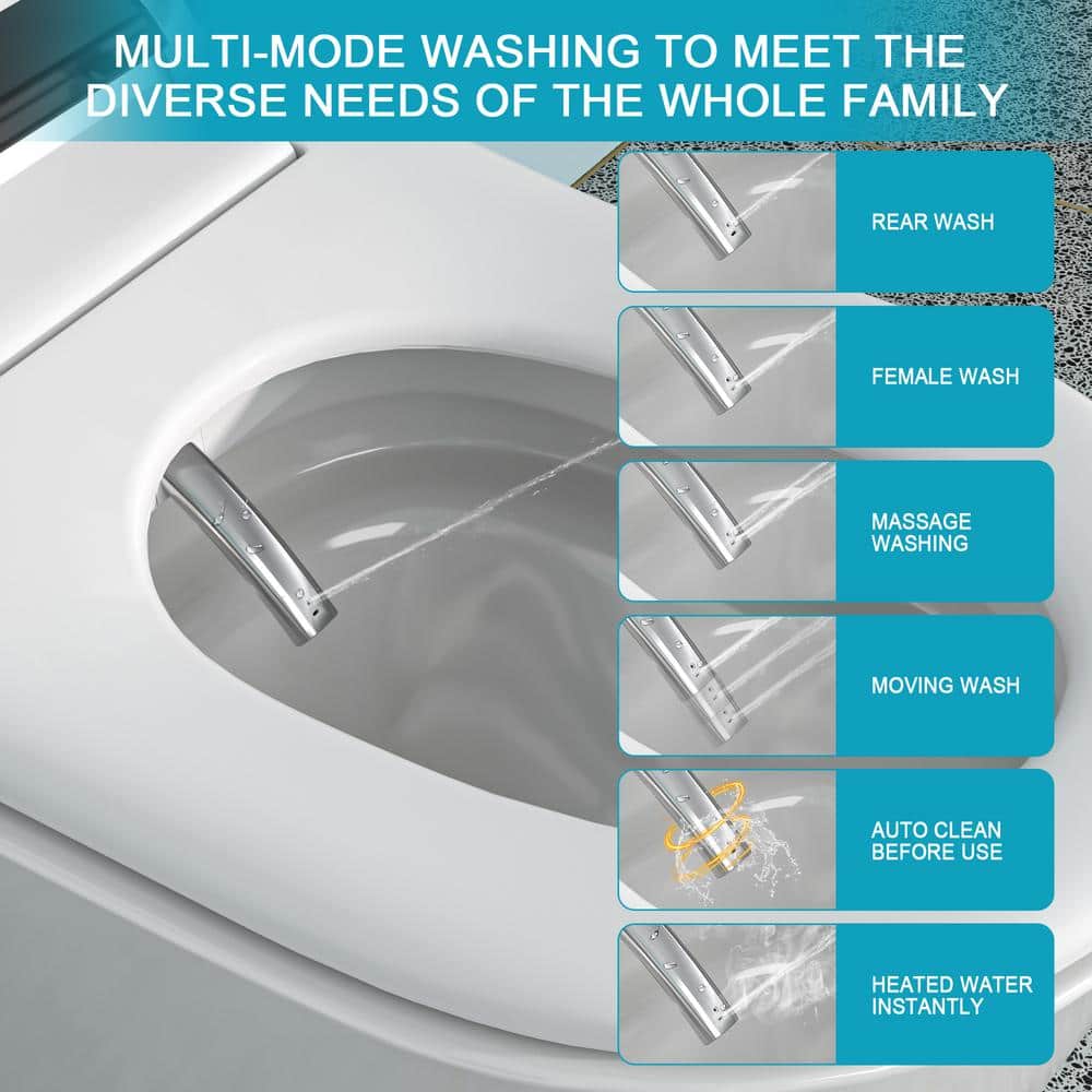 ANGELES HOME Smart Elongated Bidet Toilet with Auto Features, 1.28 GPF, White