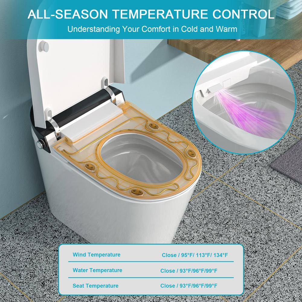 ANGELES HOME Smart Elongated Bidet Toilet with Auto Features, 1.28 GPF, White