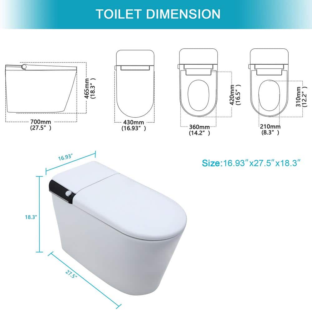 ANGELES HOME Elongated Bidet Toilet 1.28 GPF with Foot Sensor and Auto Flushing