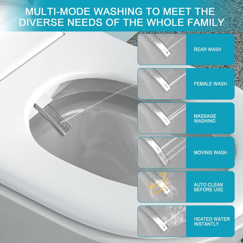 ANGELES HOME Elongated Bidet Toilet 1.28 GPF with Foot Sensor and Auto Flushing
