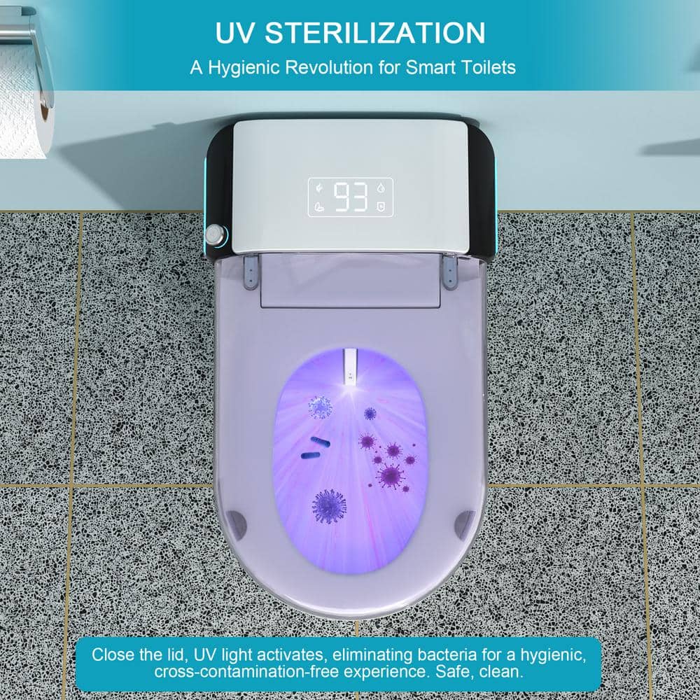 ANGELES HOME Elongated Bidet Toilet 1.28 GPF with Foot Sensor and Auto Flushing