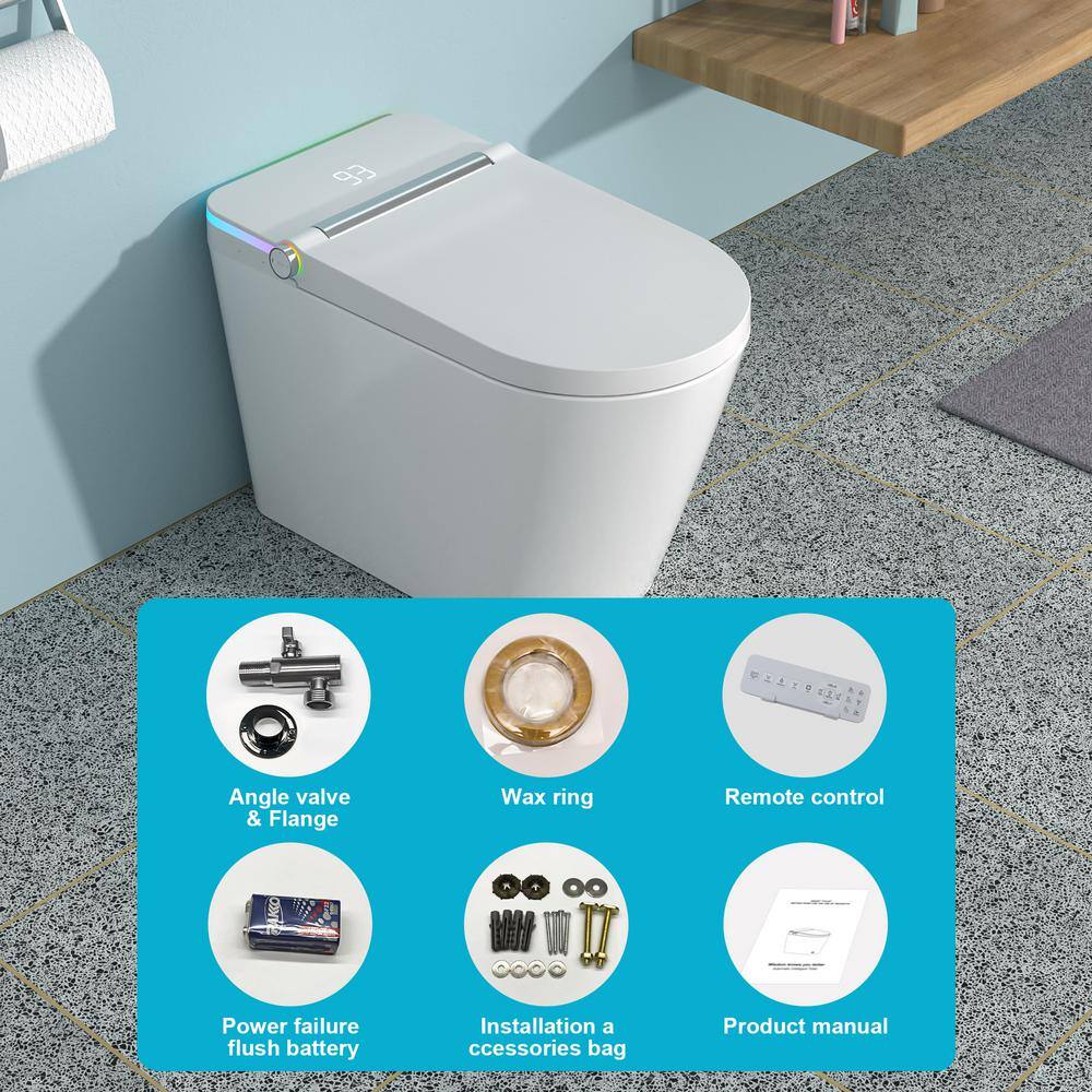 ANGELES HOME Elongated Smart Bidet Toilet with Heated Seat and LED Night Light