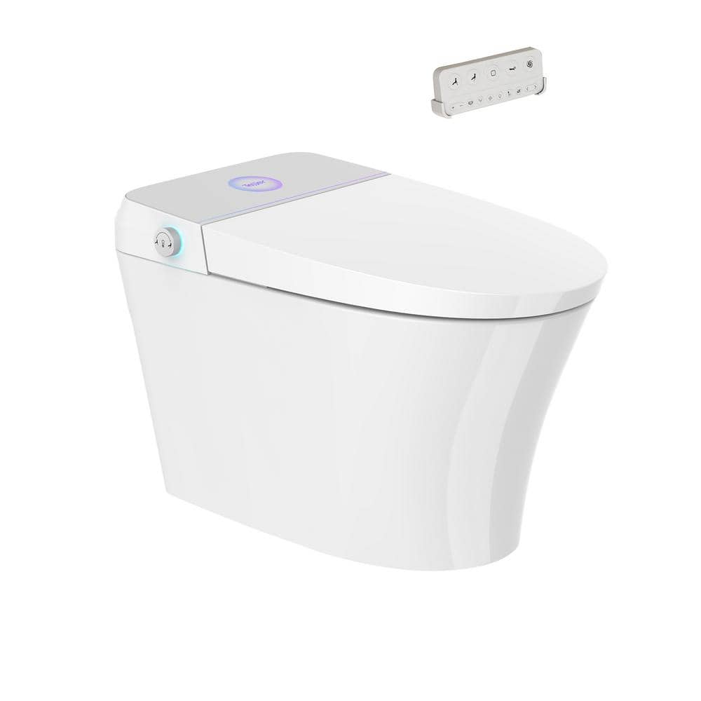 ANGELES HOME Elongated Smart Toilet Bidet with Adjustable Sprayer & Deodorizing in White