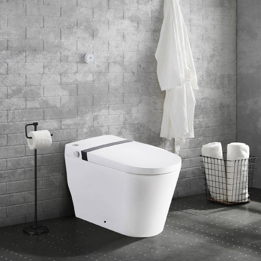 ANGELES HOME Smart Toilet with Integrated Bidet - Auto Open, Heated Seat, Self-Clean Nozzle, Remote Control, Round Bowl